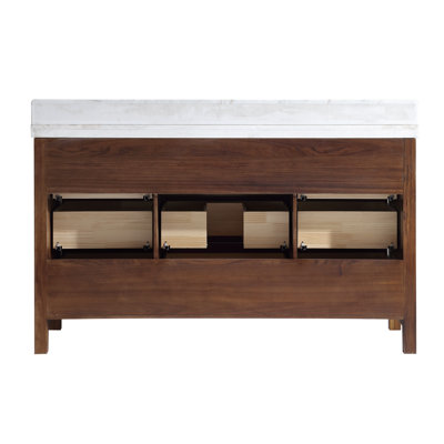 60" EBONY SINGLE SINK VANITY DARK FINISH WITH WK-60S TOP 2" THICK WHITE NATURAL TOP