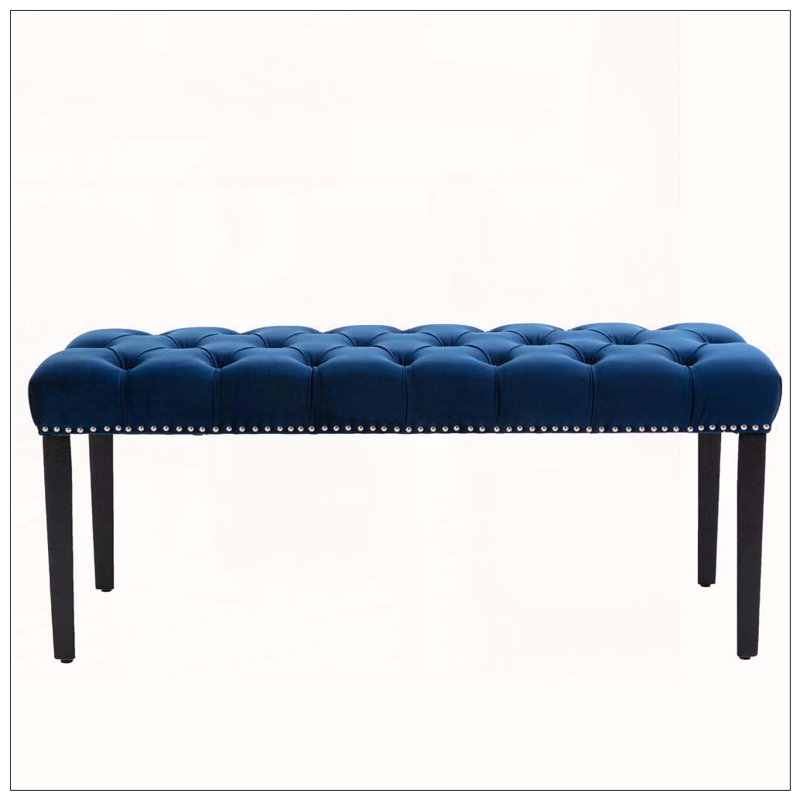 Repose-pieds rembourré et rembourré en velours, Bleu