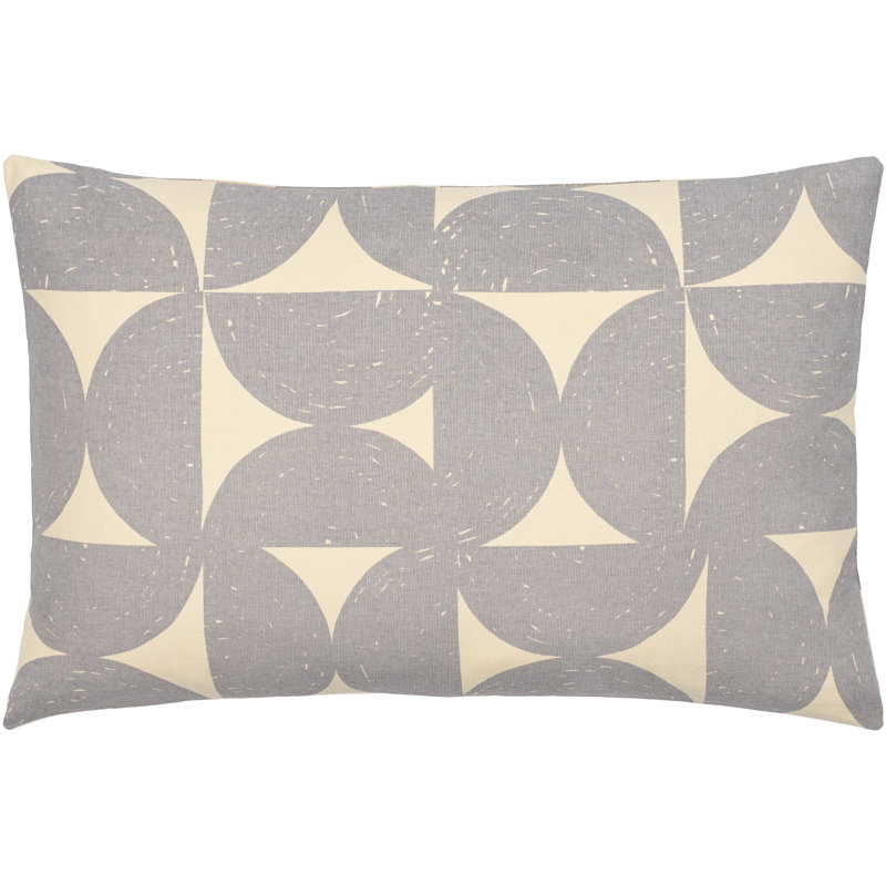 Housse de coussin Frenk et insert en duvet lombaire, Gris moyen / beige clair, Polyester
