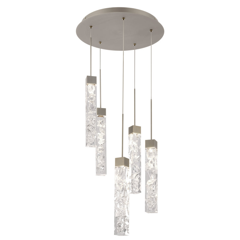 Luminaire suspendu rond Minx Cluster, Nickel antique, H 160 po x l 16,875 po x P 16,875 po, 5