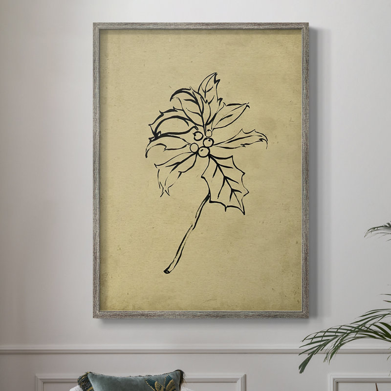 Holly Branch II, reproduction encadrée - bois massif, H 15 po x l 12 po