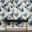 Papier peint floral bleu abstrait mural