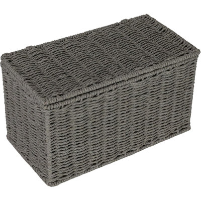 Handmade Woven Paper Rope Wicker Basket with Lid