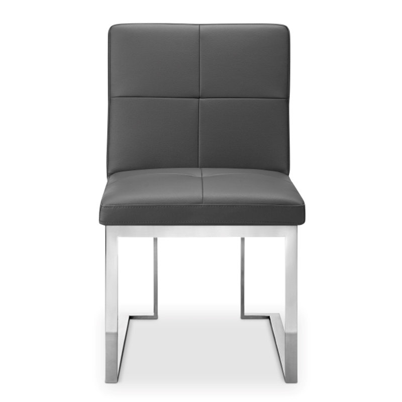 Poulin 19.2'' H Faux Leather Upholstered Side Chair, Silver, Gray