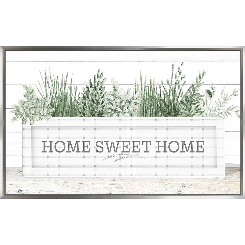 " Home Sweet Home " by Janice Gaynor, Silver Floater Frame, 27.5" H x 43.5" W x 2" D