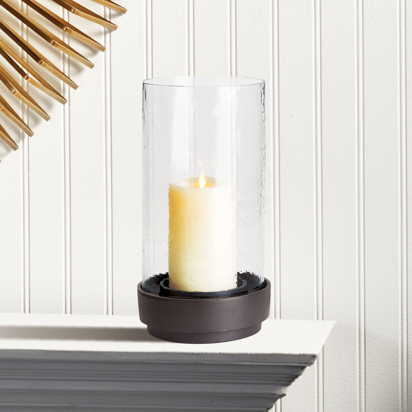 Avelar Metal Hurricane Candle Holder, 14" H x 7.5" W x 7.5" D