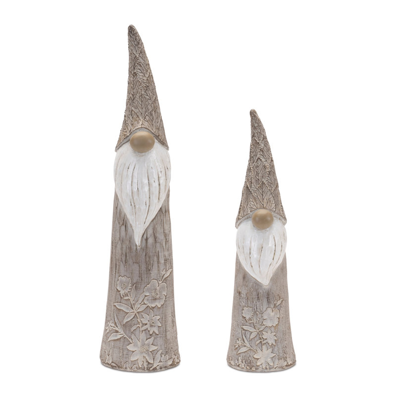 Floral et feuille sculptée gnome (ensemble de 2)