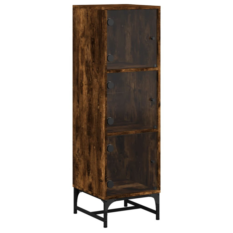 Calianna Glass and Steel 35 cm W Display Cabinet, Smoked Oak