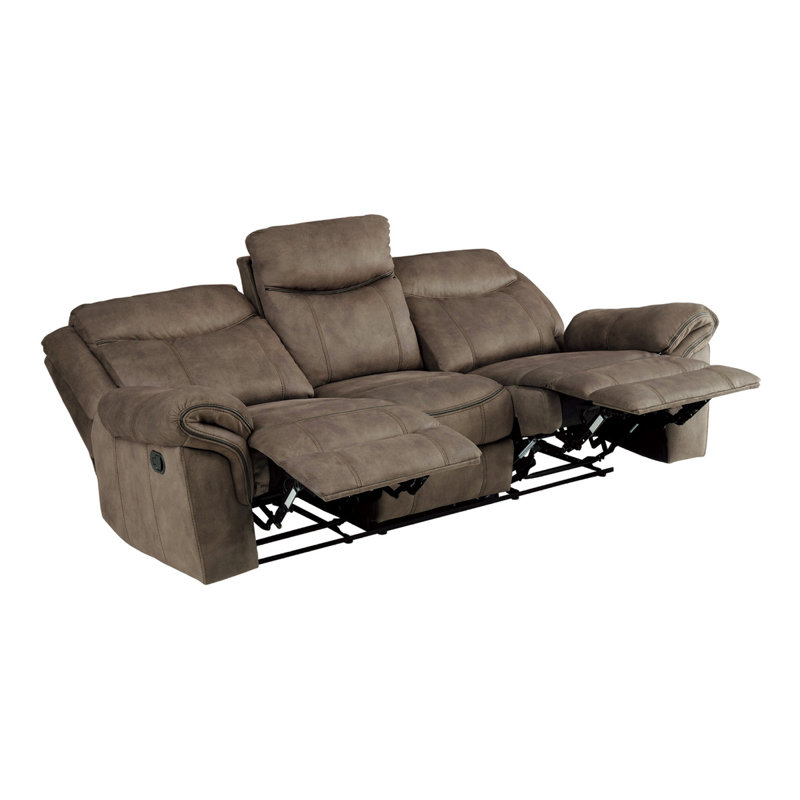 Canapé inclinable manuel moderne et contemporain de 88,5 po Bayshore avec porte-gobelets rabattables, récipients, tiroir caché et ports USB