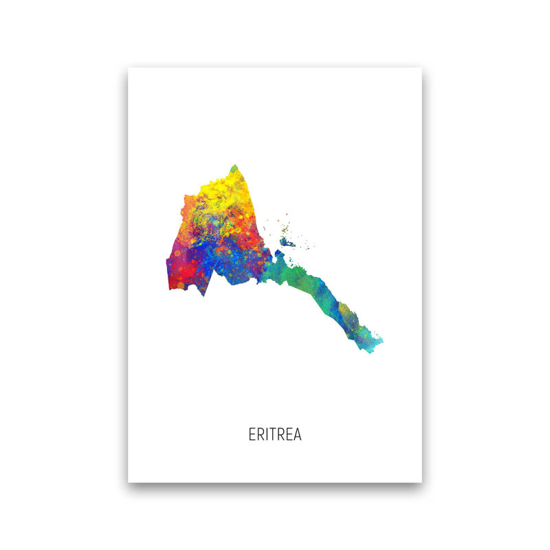 Eritrea Watercolour Map by Michael Tompsett - Print, Unframed, 42cm H x 30cm W x 1cm D