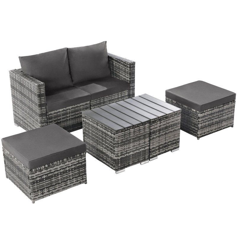 Elle-Mai Rattan 4 - Person Seating Group With Cushions