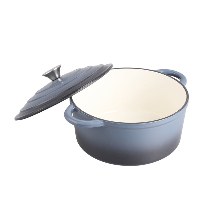 Belfry Kitchen Cast Iron Round Dutch Oven, 26cm, 5L, Grey