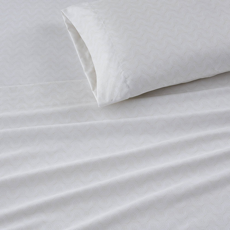 Twin Beige Dotted Arches Organic Cotton Microfiber Sheet Set