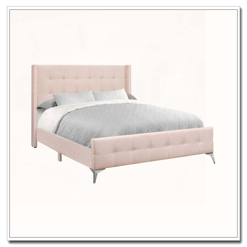 Lit plateforme tapissier en velours