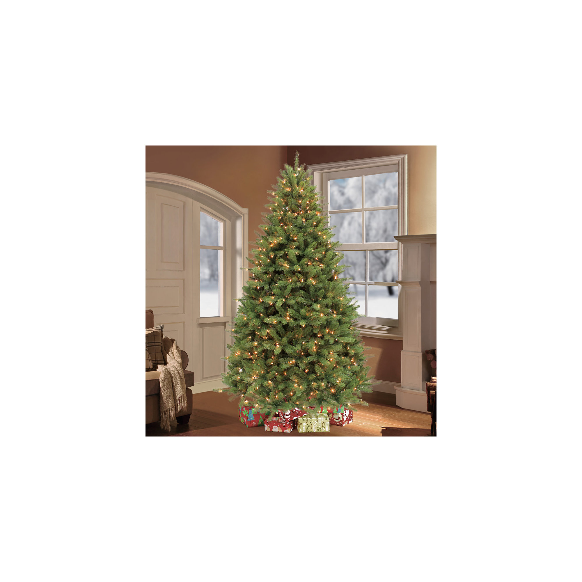 Lighted Artificial Fir Christmas Tree, 6.5' H