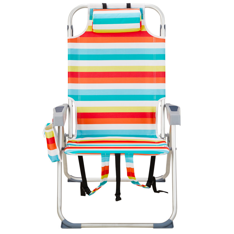 Lemon Pattern Aluminum Folding Backpack Beach Chair, Red/Blue/Yellow