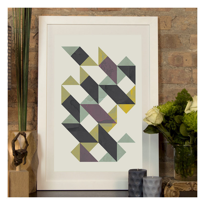 « triangles i », impression, H 24 po x l 16 po x P 1 po, Papier encadré blanc