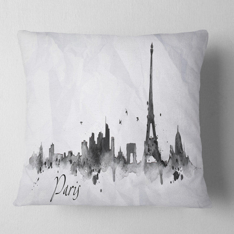 Peinture Paris Avec Oreiller Silhouette Eiffel Cityscape