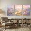 «Abstract Pastel Canyon River», ensemble de 3 reproductions d'art sur toile