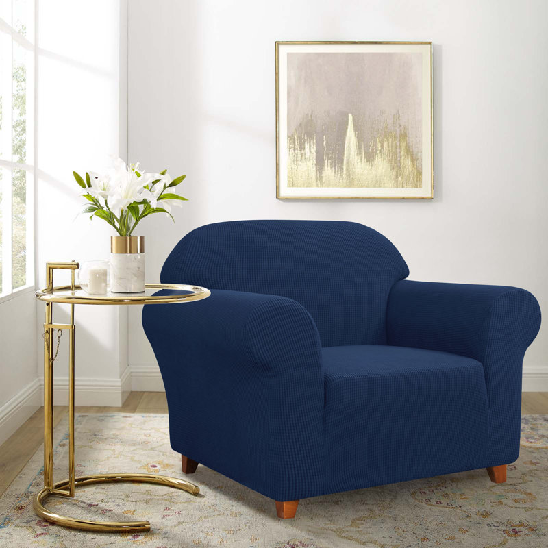 Housse pour fauteuil à coussins carrés / rectangulaires Zoie, Mélange de polyester bleu foncé