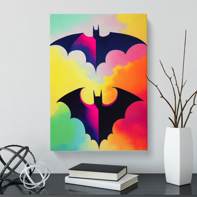 Two Colourful Bats - Wrapped Canvas