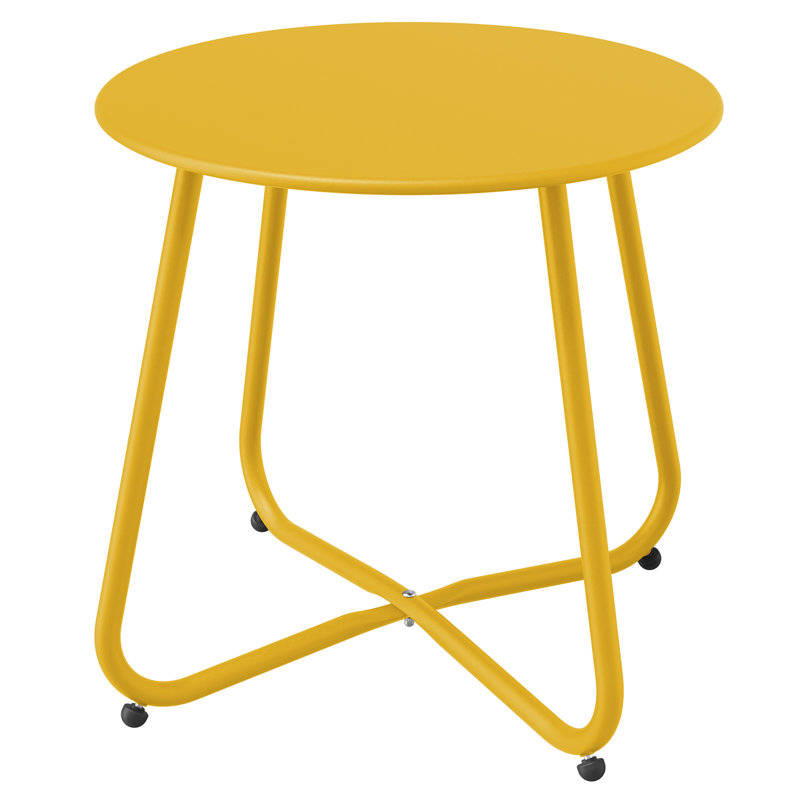 Ebern Round Outdoor Side Table, Yellow