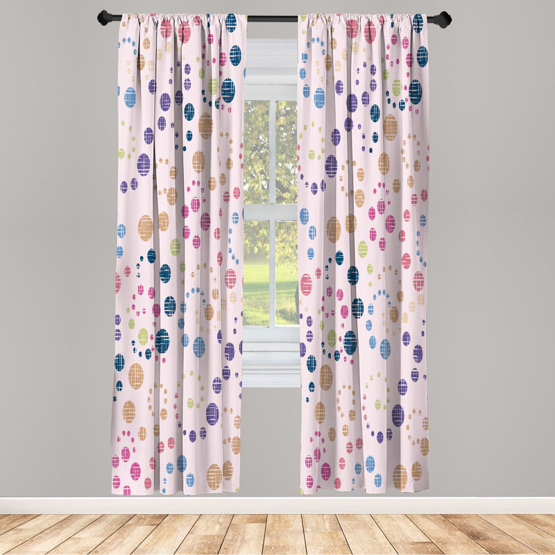 George Oliver Modern Art Curtains, Grunge Polka Dots Print, Pair of 28", Pale Rose, 28" W x 95" L