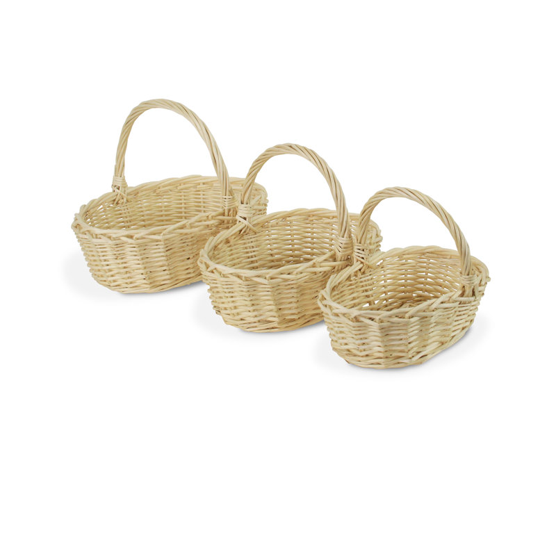Ensemble de 3 paniers ovales en osier, Brun naturel