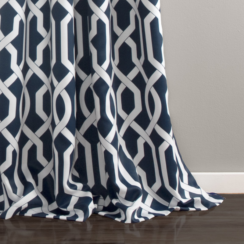 Trellis Room Darkening Curtain Pair, Navy, 52" W x 84" L
