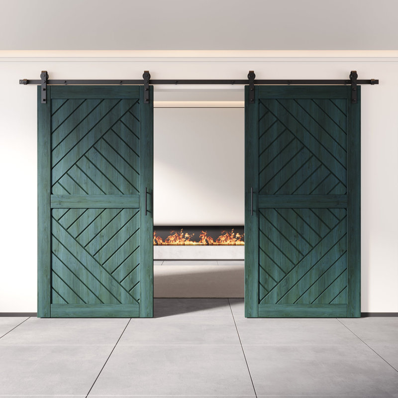 Portes de grange à motif géométrique non assemblé et fini 26 po x 80 po Homquer Royal Pine, 26 po x 80 po