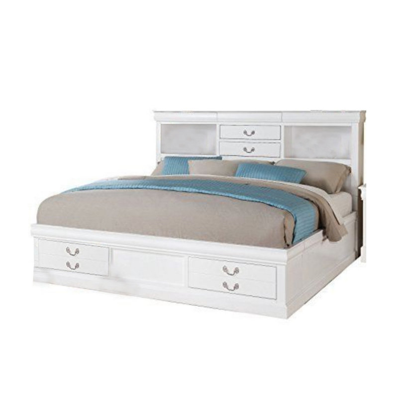 Covertt Solid Wood Bookcase Storage Bed, Queen, Dark Gray