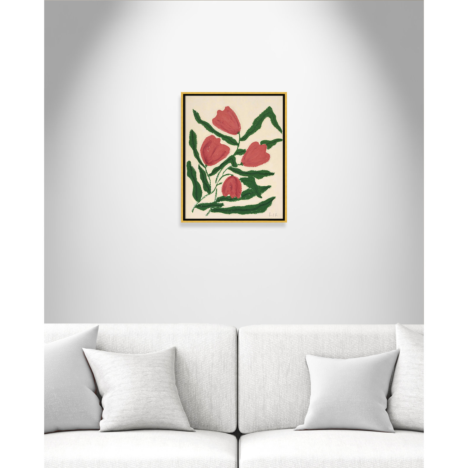 Red Tulips  Print by Camilla Bergqvist, 21.5" H x 17.5" W, Gold