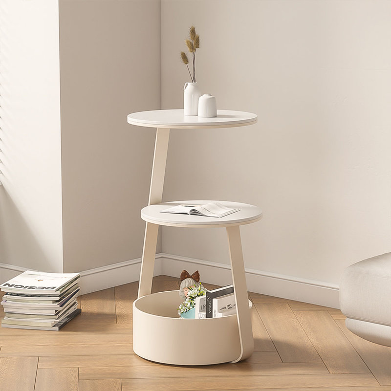 Table d'appoint en pierre frittée crème 14,57 po