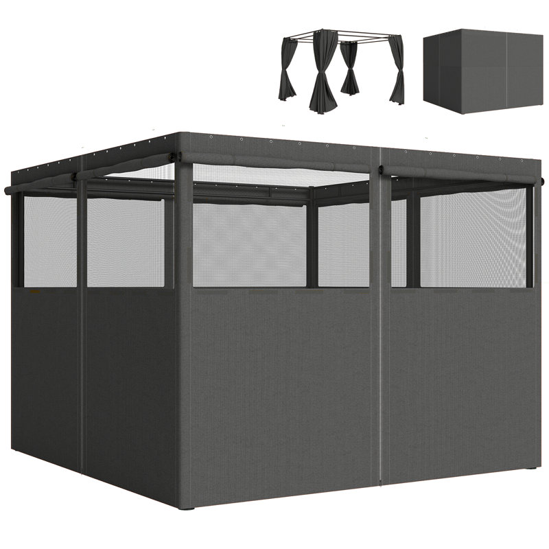 Outsunny Polyester Side Wall for Gazebo, Canopy, Dark Grey