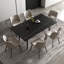 Ensemble de salle à manger 7 pièces à rallonge moderne, table en marbre noir 94,5 po avec 6 chaises rembourrées grises et pieds fuselés-1595760709-1595760715