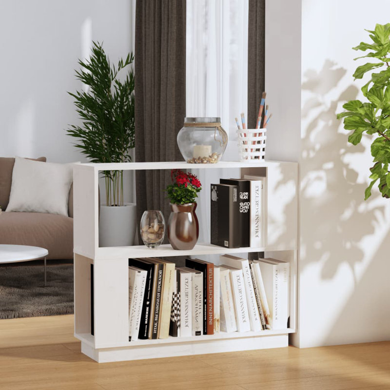 Jaagup 70cm H x 80cm W Solid Wood Step Bookcase, White