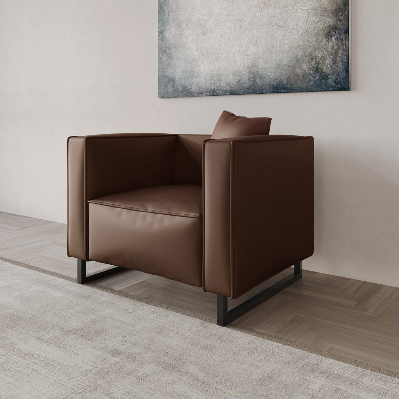 PU Leather Upholstered Accent Chair, Brown