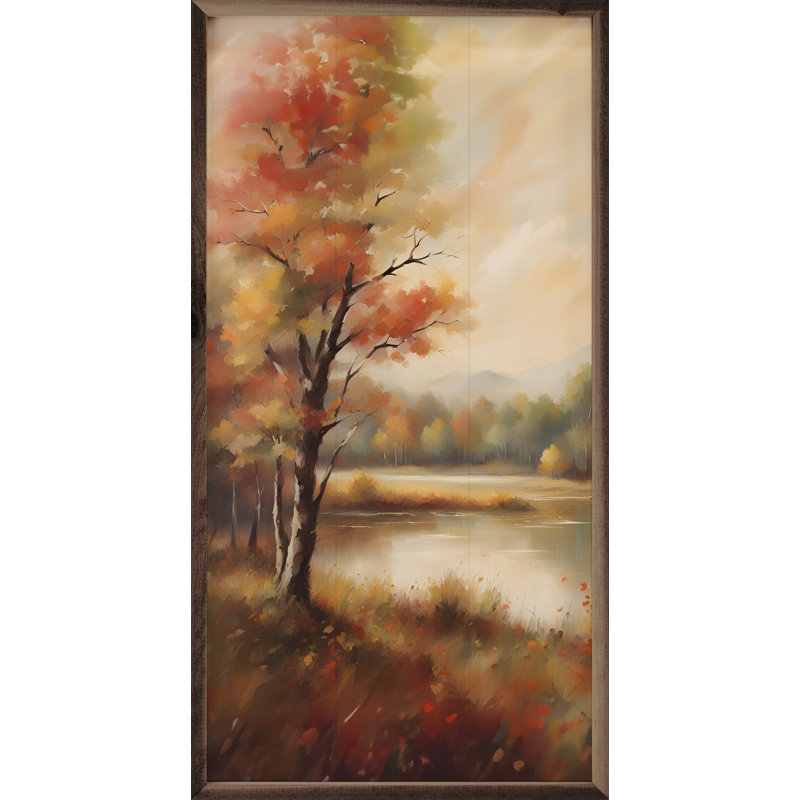 Arbres d'automne près du lac, H 24 po x l 12 po