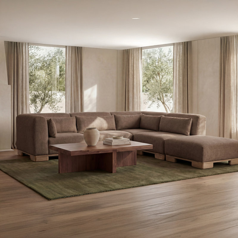 Canapé modulaire June Dream - brun foncé, H 30 po x l 115 po x P 110 po