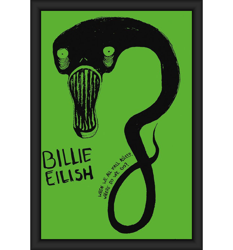 Billie Eilish - affiche d'art encadrée goule - 24 x 36 pouces - cadre en bois d'ingénierie avec verre plexi