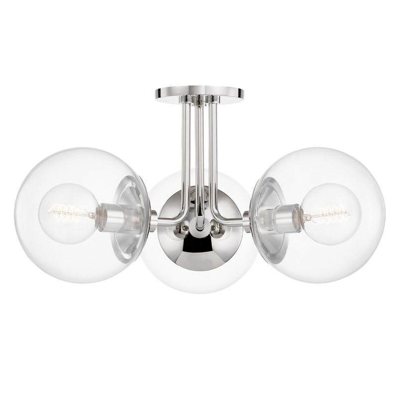 Plafonnier semi-encastré 3 lumières 20,25 po Meadow, Nickel poli