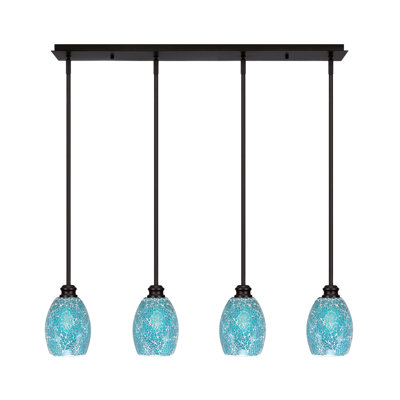 Edge 4 Light Linear Pendalier With 5" Glass