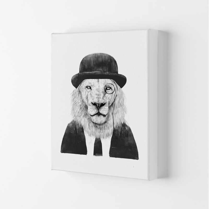 Sir Lion by Mercedes Lopes Charro - Single Picture Frame Print, Wrapped Canvas, 59.4cm H x 42cm W x 4cm D
