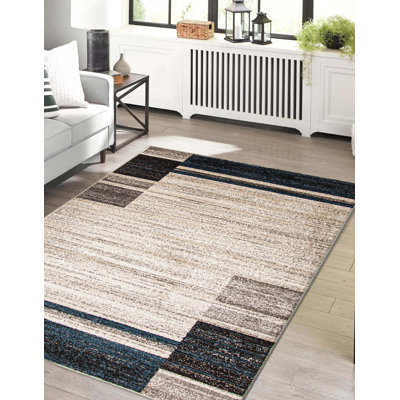 Tapis ivoire / bleu / gris Salime