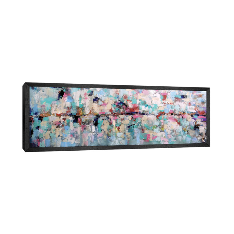 Colourful Dream by Radiana Christova - Panoramic Painting on Canvas, 30.48 cm H x 91.44 cm W, Black Framed