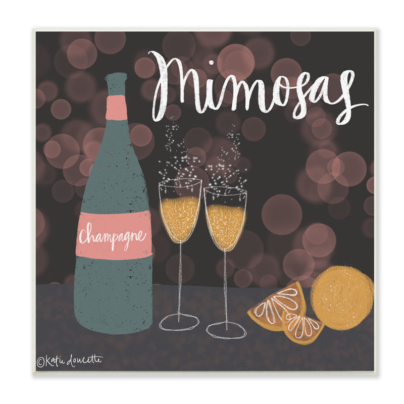 Mimosas champagne, impression d’art, H 12 po x l 12 po, Plaque murale
