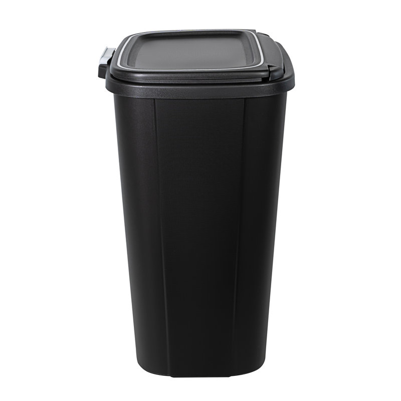 Black Plastic Manual Lift Trash Can Set - 13 Gallons