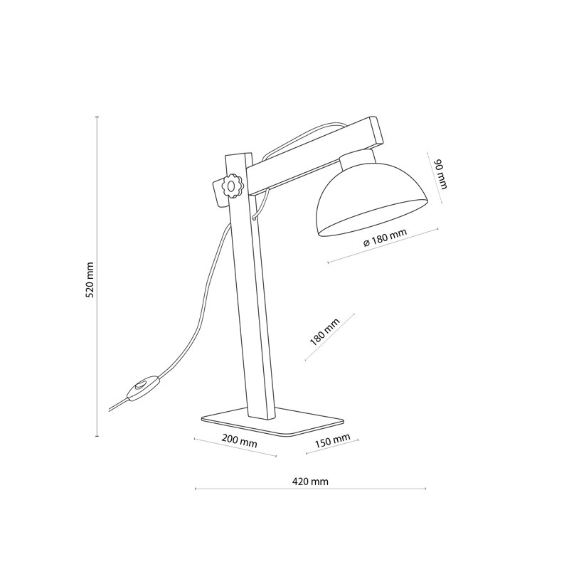 Lampe de nuit Pearces, Brun, Brun