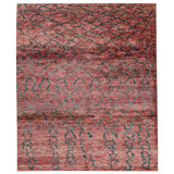 Hand-Knotted High-Quality Red and Green Area Rug