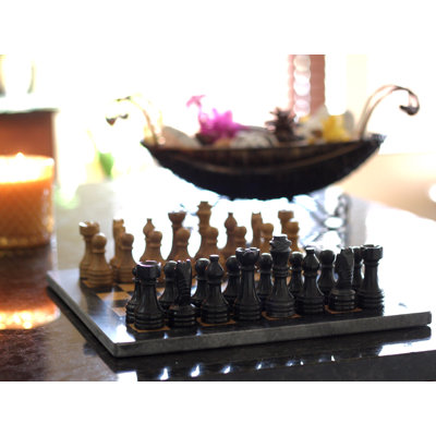 Premium Chess Set - 12 Inch Marble Chess Set with Storage Case by Marble Cultures
